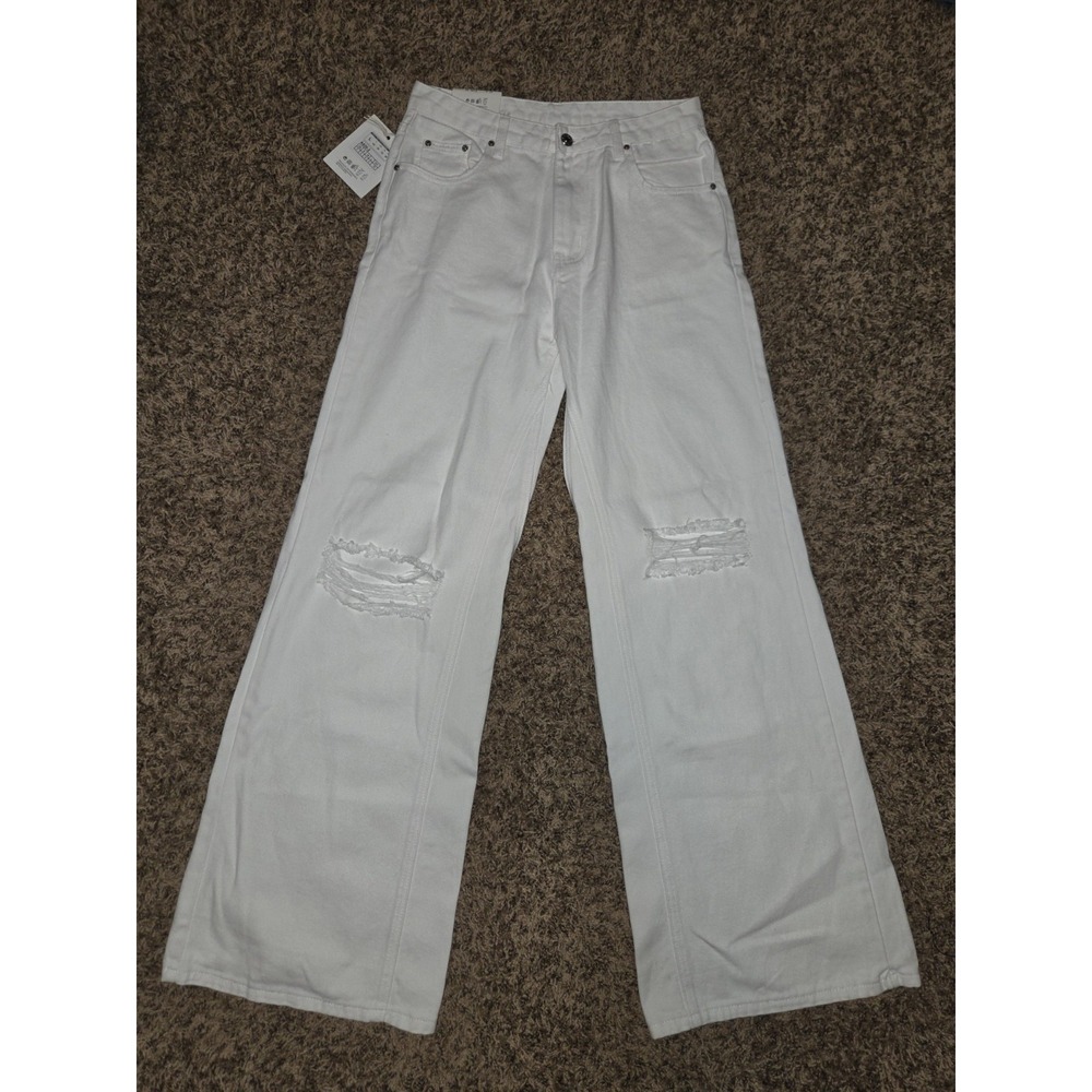 NWT Women's White Wide-Leg Jeans Size 30x33.5 Summer Preppy